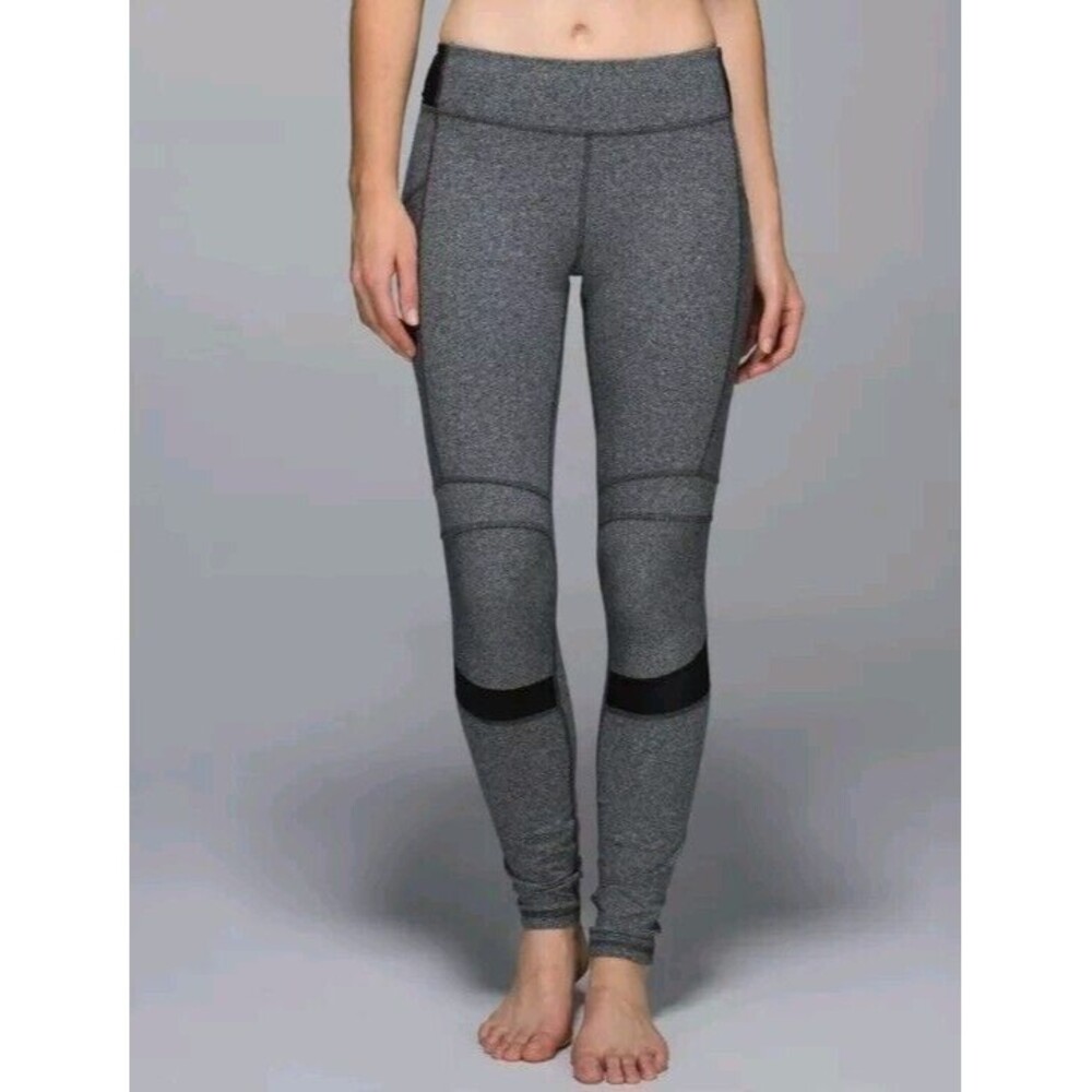 Lululemon Motivate Pant Leggings Heathered Speckled Black/Grey Size 4